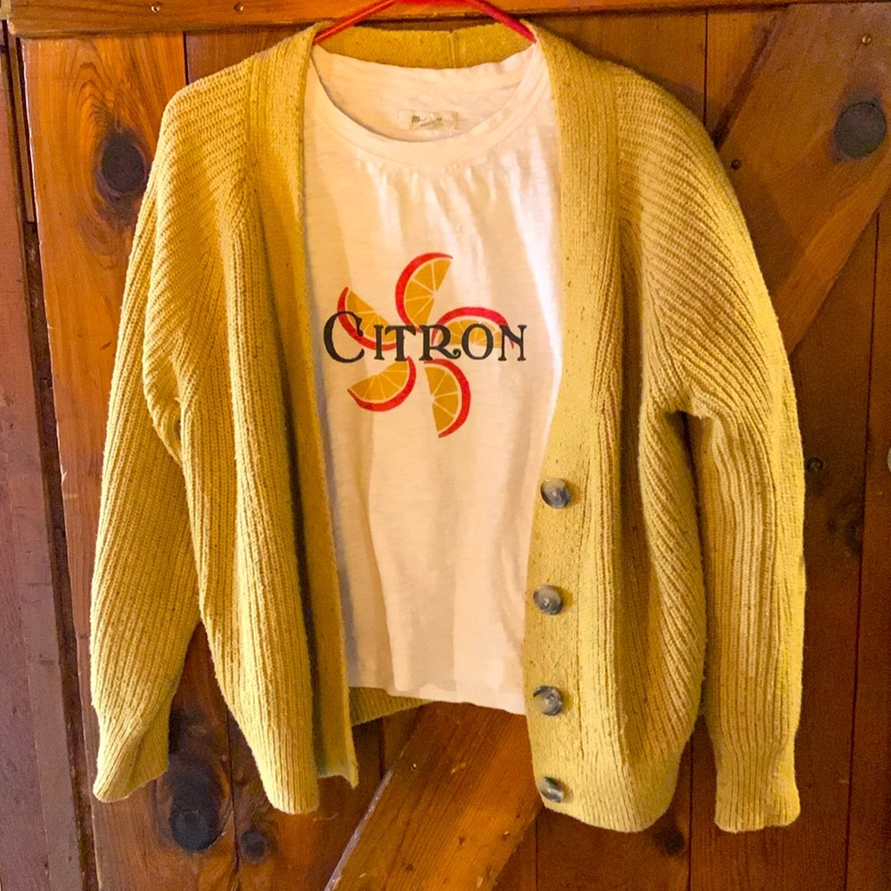 Madewell Citron tshirt & Old Navy Cardigan